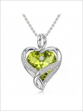 Infinity Heart Birthstone Pendant Necklace Sterling Silver Crystal Jewelry Gift